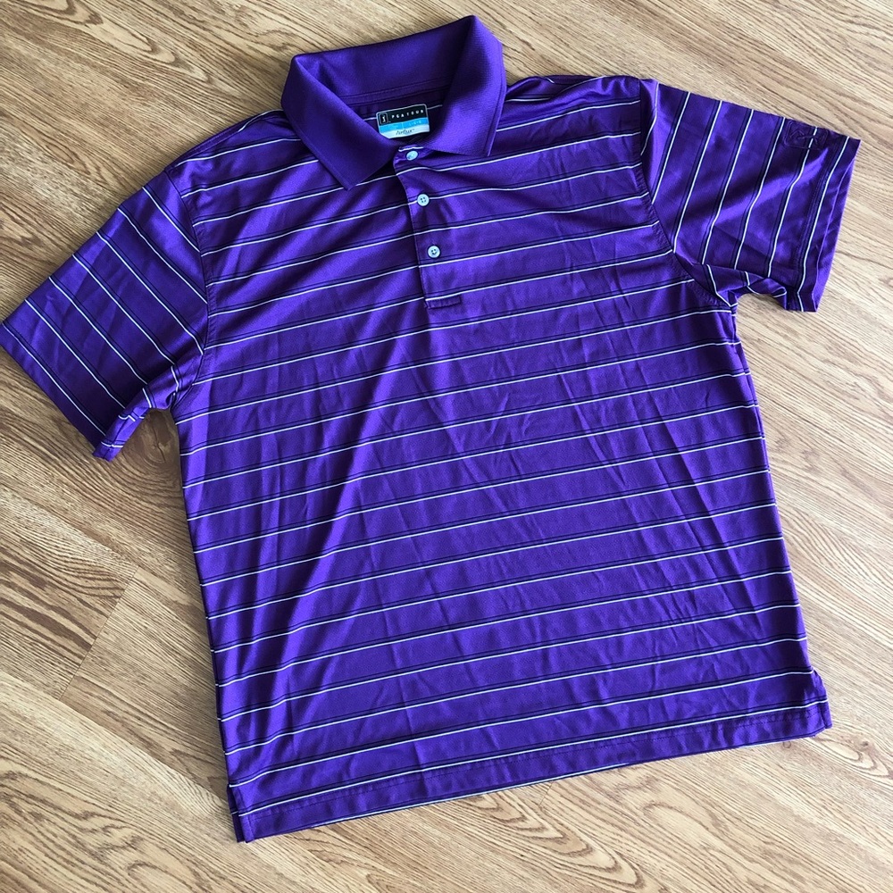 PGA Tour Shirt Men's Large dark purple polo sport Short Sleeve